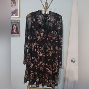 Long Sleeve Floral Dress by Lily Rose Size Medium Like New